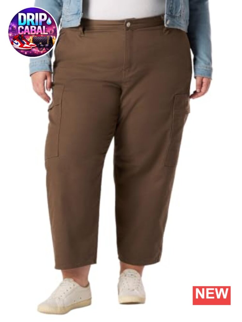 Women's Cargo Barrel Jeans Mid Rise Tapered Leg 97% Cotton Stretch
